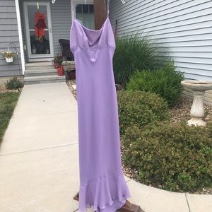 My Michelle moderate high low purple dress with beaded spaghetti straps size 12